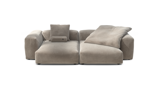 vetsak | Sofa Set 02 XLarge - Cord Velour - Platinum | Modular Sofa | 3.5 Seater | Big Sofa
