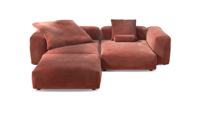 vetsak | Sofa Set 03 - Cord Velour - Brick | Modular Sofa | 3.5 Seater | Big Sofa | Corner Sofa