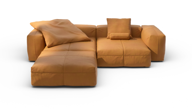 vetsak | Sofa Set 03 - Leather - Brown | Modular Sofa | 3.5 Seater | Big Sofa | Corner Sofa