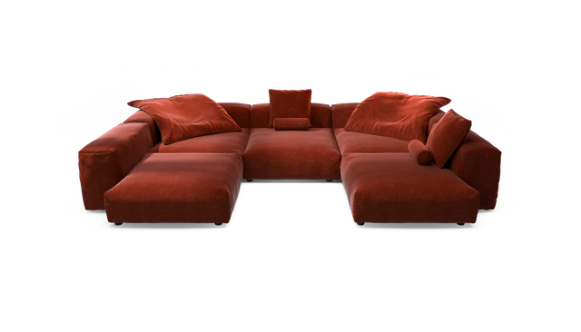vetsak | Sofa Set 06 - Suave - Saffron | Modular Sofa | 6.5 Seater | Big Sofa | U-Shape | Corner Sofa