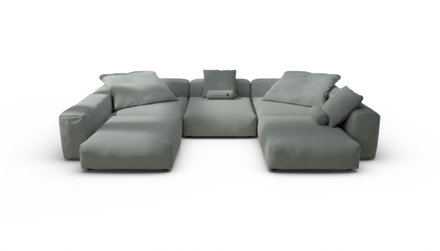 vetsak | Sofa Set 06 - Breeze - Sage | Modular Sofa | 6.5 Seater | Big Sofa | U-Shape | Corner Sofa