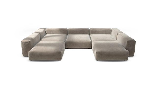 vetsak | Sofa Set 06 - Cord Velour - Platinum | Modular Sofa | 6.5 Seater | Big Sofa | U-Shape | Corner Sofa