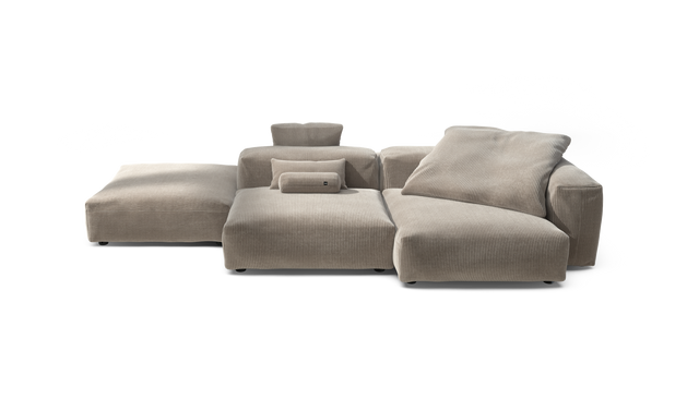 vetsak | Sofa Set 09 - The Island - Cord Velour - Platinum | Modular Sofa | 7 Seater | Sofa Island