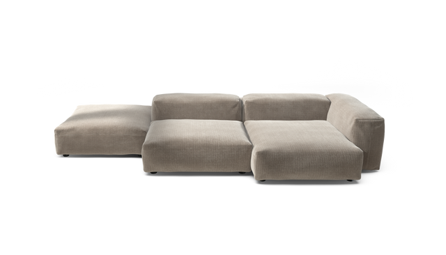 vetsak | Sofa Set 09 - The Island - Cord Velour - Platinum | Modular Sofa | 7 Seater | Sofa Island