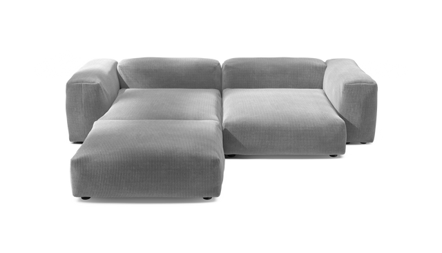 vetsak | Sofa Set 03 - Cord Velour - Light Grey | Modular Sofa | 3.5 Seater | Big Sofa | Corner Sofa