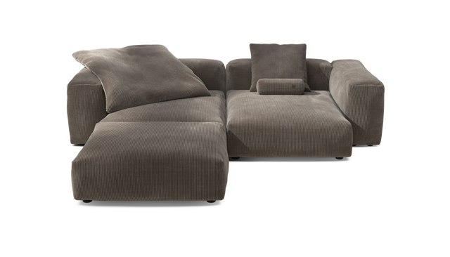 vetsak | Sofa Set 03 - Cord Velour - Mocha | Modular Sofa | 3.5 Seater | Big Sofa | Corner Sofa