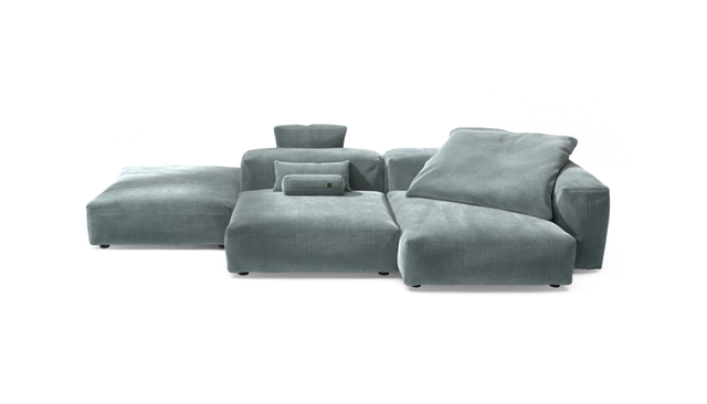 vetsak | Sofa Set 09 - The Island - Cord Velour - Mint | Modular Sofa | 7 Seater | Sofa Island